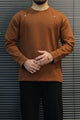 Turbo Geometric Piping Imported Round Neck Men's Sweatshirt In Coffee Brown