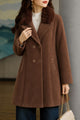 Women's Double-Breasted Design Imp Wool Long Coat