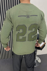 Amri 22 Signature Crew Neck Full Sleeves Men's Sweatshirt In Camo Green