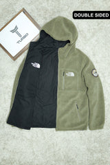 The Nrth Fce Sherpa Double Sided Imported Puffer Jacket In Camo Green