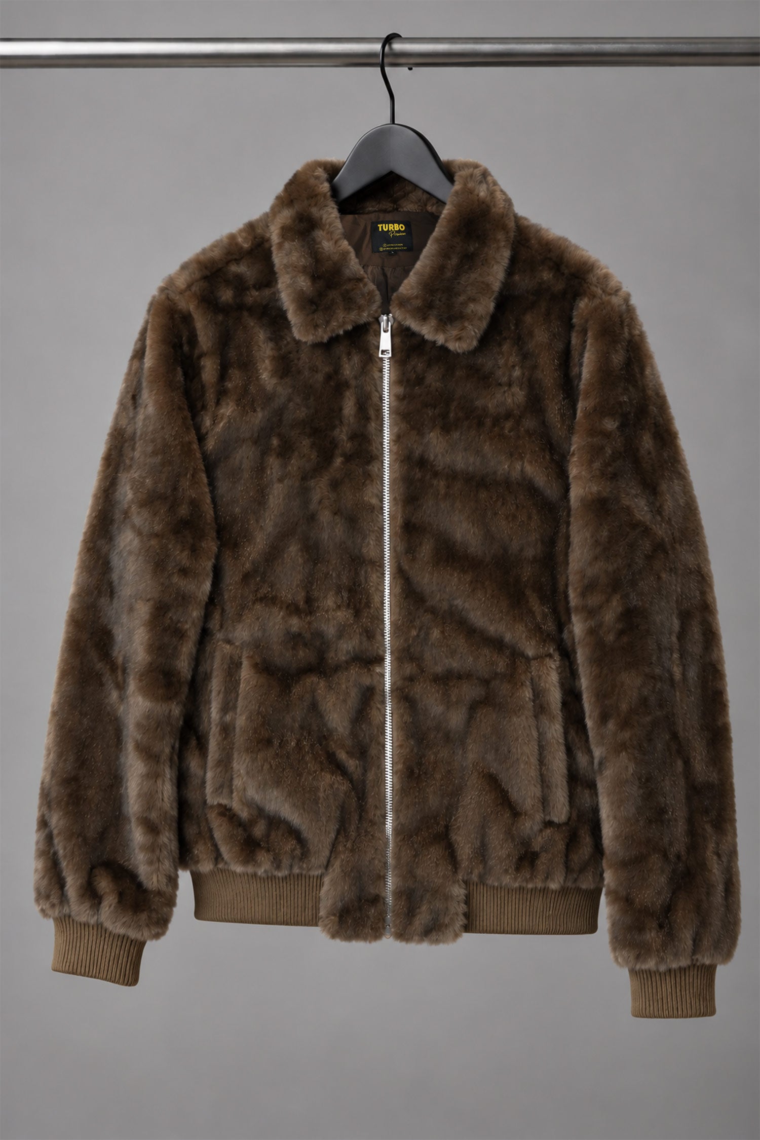 Turbo Luxury Zip-Up Blouson Imported Men's Fur Jacket