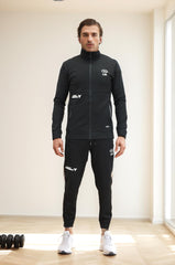 Und Arm Printed Logo Men Zipper Tracksuit In Charcoal