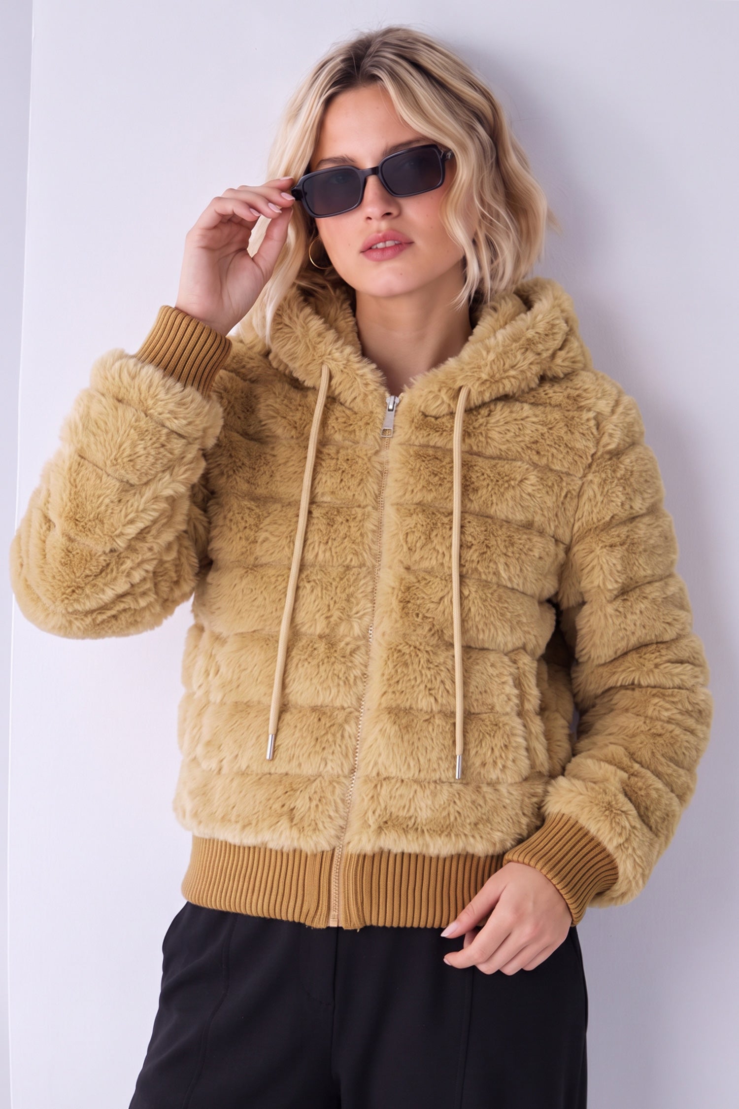 Women Furry Hooded Imported Fur Jacket