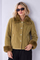 Women Wool-Cashmere Collar Imported Fur Jacket