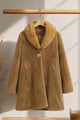 Women's Faux Fur Imp Wool Long Coat In Camel