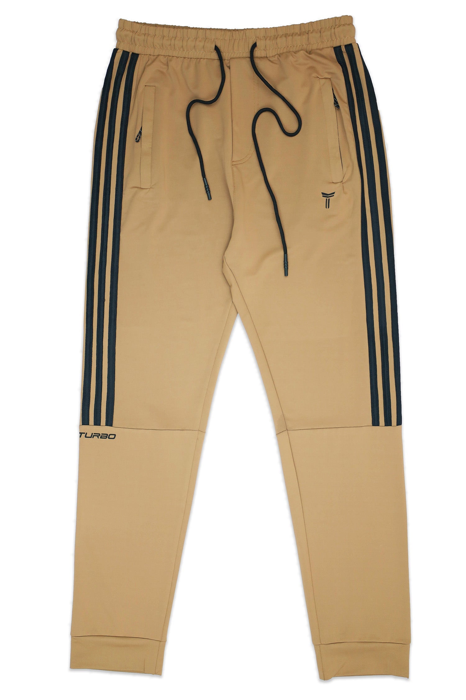 Turbo Straight Side Stripes Dry-FiT Sportswear Trouser in Camel