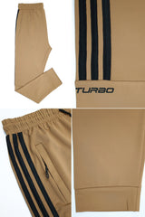 Turbo Straight Side Stripes Dry-FiT Sportswear Trouser in Camel