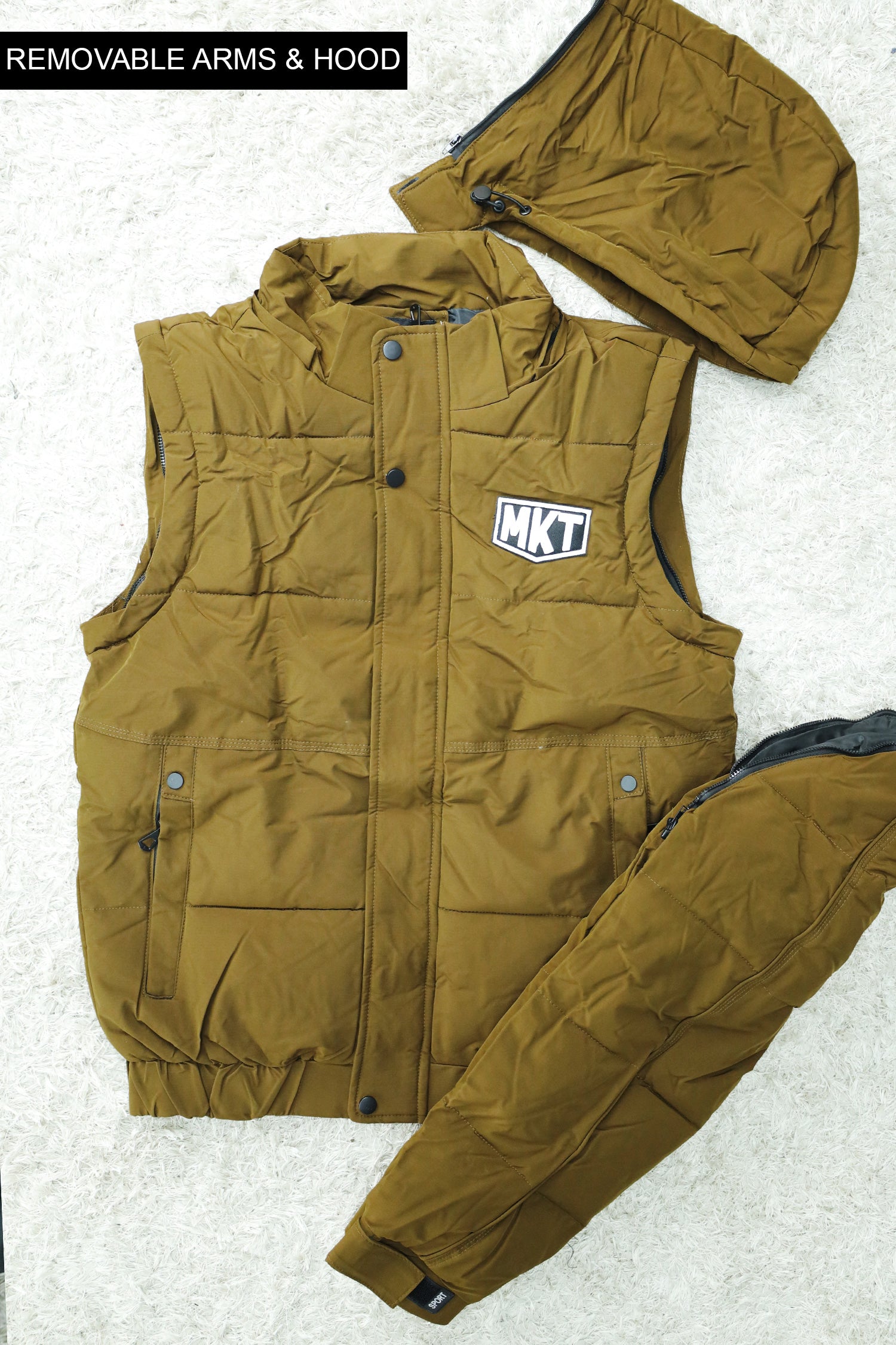 Mkt Removable Sleeves Imported Puffer Jacket