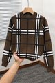Turbo Preppy Plaid Imported Round Neck Men's Sweater In Coffee