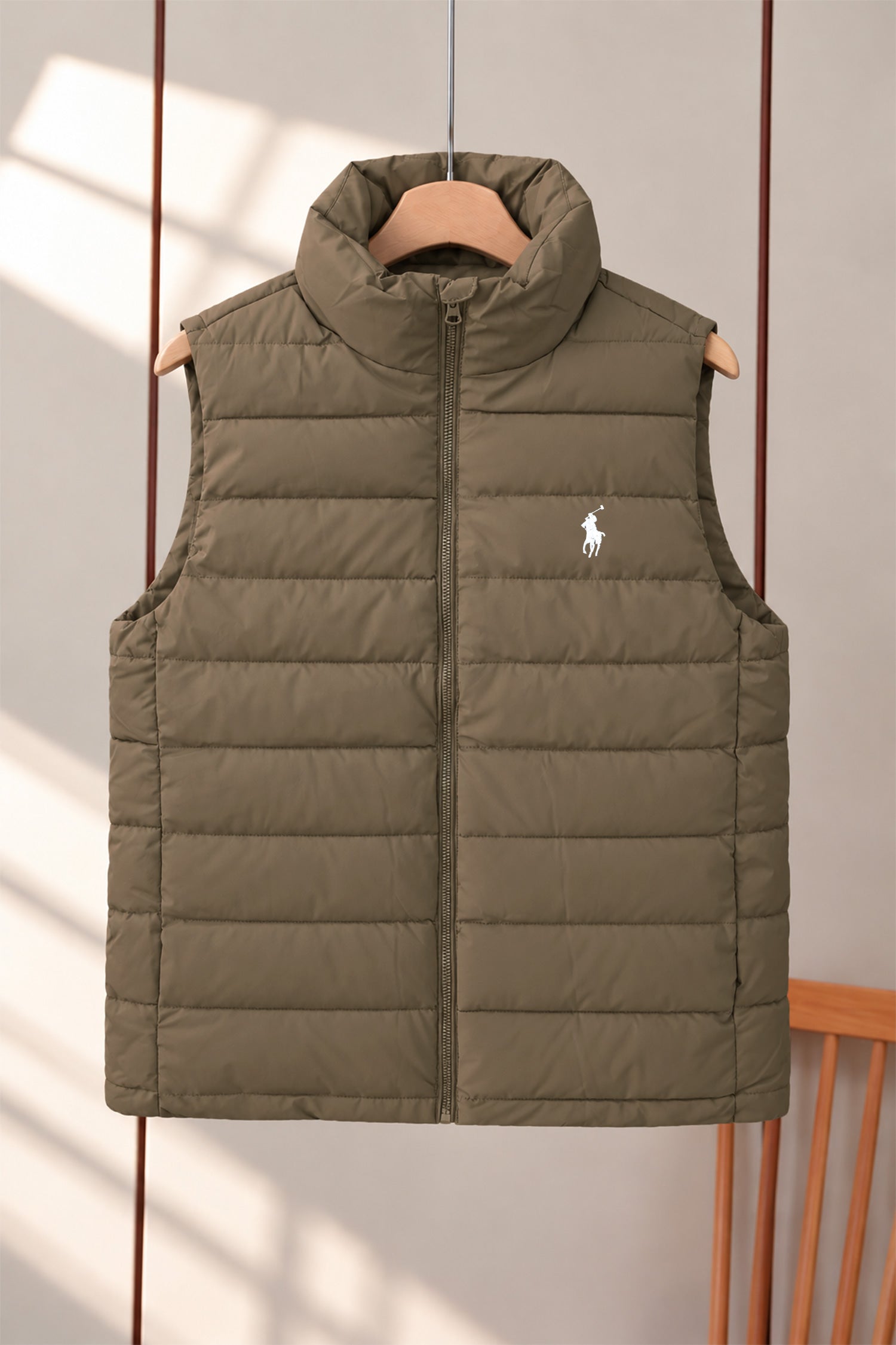 Polo Packable Down Imported Puffer Men's Gilet In Coffee