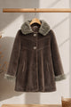 Women's Double Faux Fur Teddy Imp Wool Long Coat In Coffee