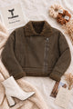 Women Asymmetric Shearling-Lined Imported Suede Jacket