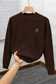 Lro Piana Designer Textured Imported Round Neck Men's Sweater In Coffee