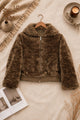 Women Fuzzy Texture Zip-Up Imported Fur Jacket