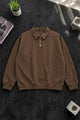 Turbo Minimal Urban Knit-Style Imported Collared Men's Sweatshirt In Coffee