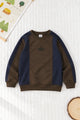 Alo Color-Block Quarter Round Neck Kid's Sweatshirt In Coffee