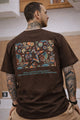 Men's Front "MATOYAN" Typography Round Neck Tee in Coffee
