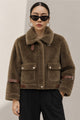 Women Belt Plush Imported Fur Jacket