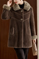 Women's Double Faux Fur Teddy Imp Wool Long Coat In Coffee