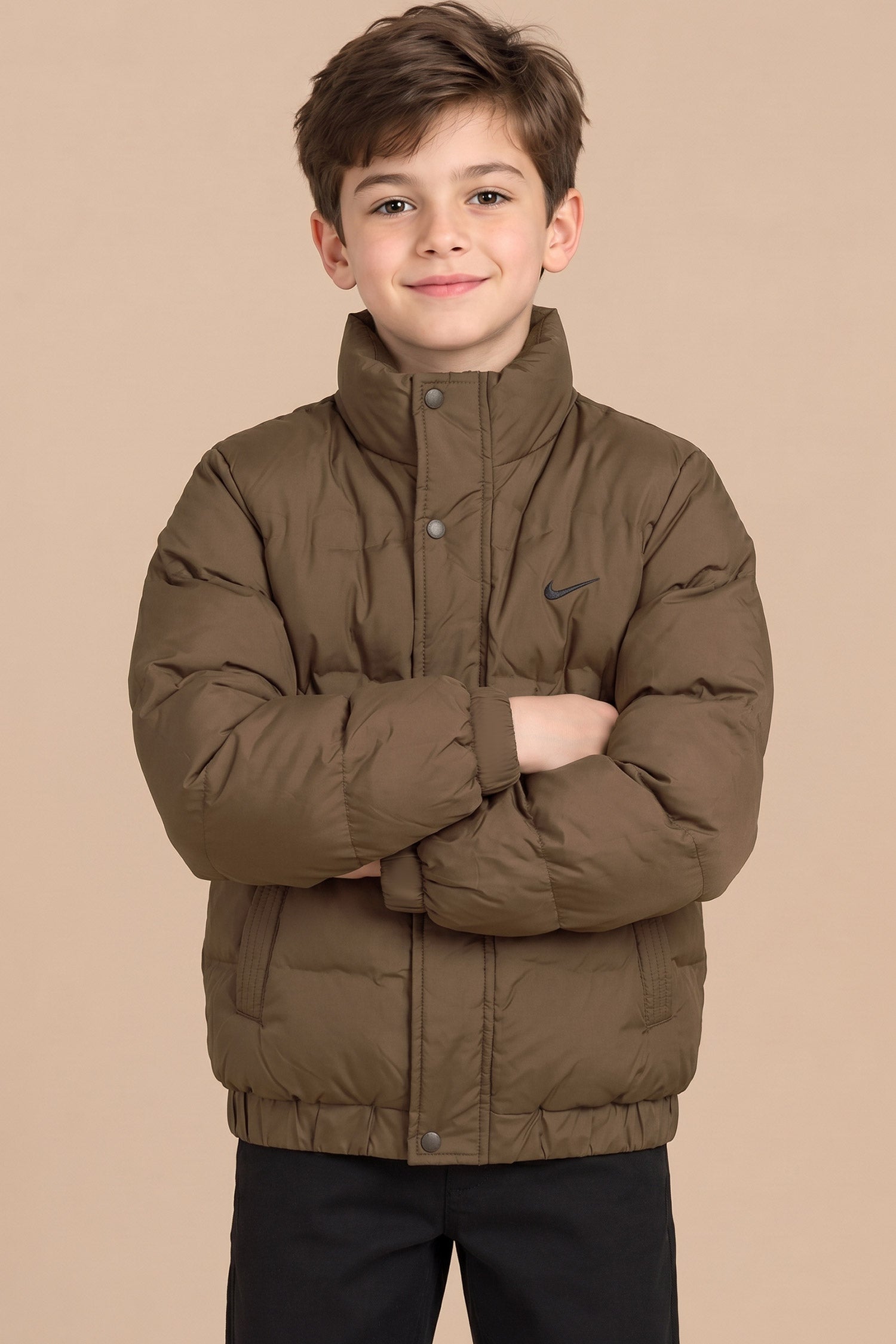 Nke Classic Padded Imported Kid's Puffer Jacket In Coffee