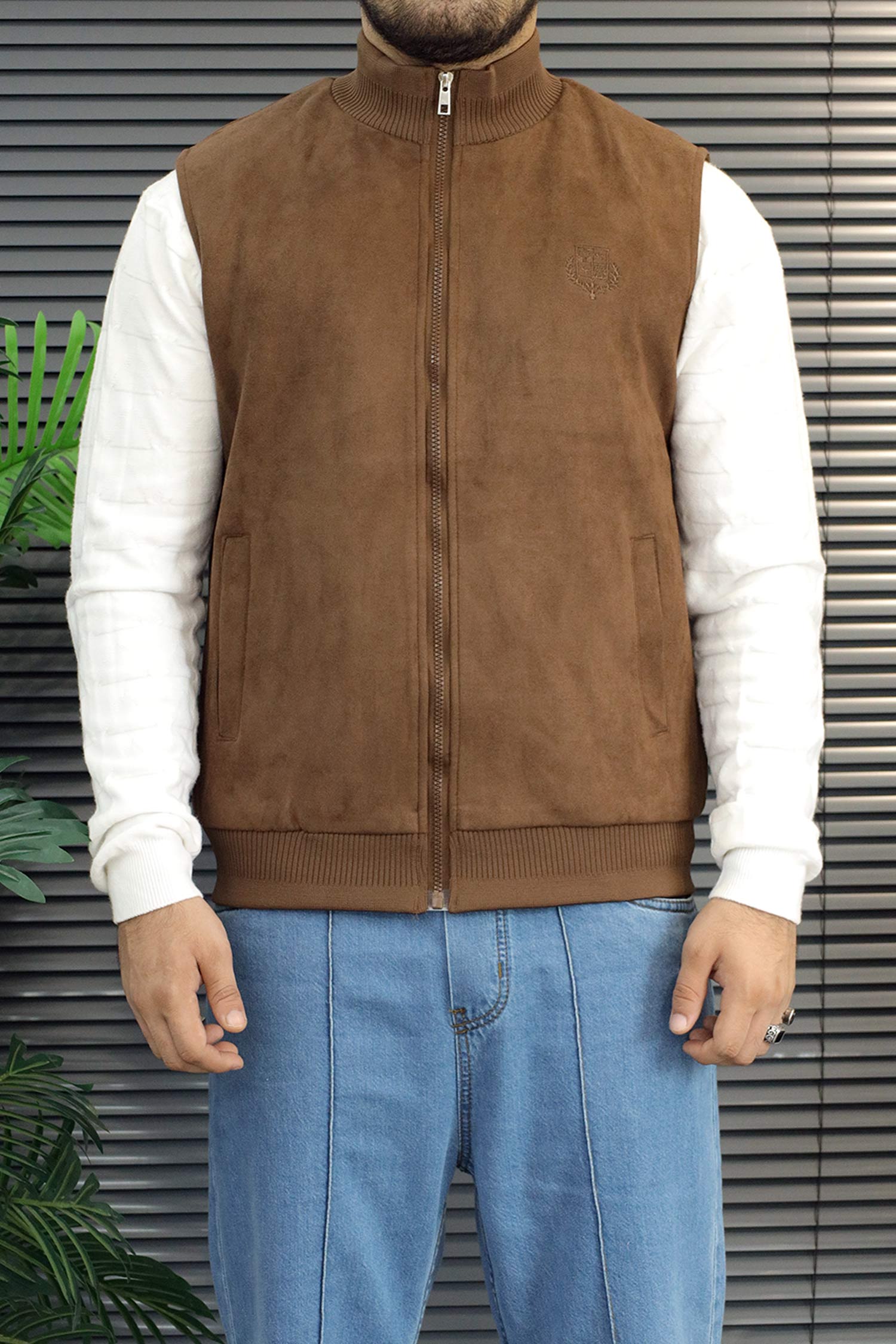 Turbo stand-up collar Imported Suede Men's Gilet