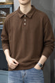Turbo Minimal Urban Knit-Style Imported Collared Men's Sweatshirt In Coffee