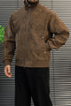 Men's Affordable Sweat Suede Leather Jacket In Coffee