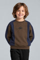 Alo Color-Block Quarter Round Neck Kid's Sweatshirt In Coffee