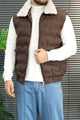 Sherpa Fur Collar Imported Parachute Men's Gilet In Coffee
