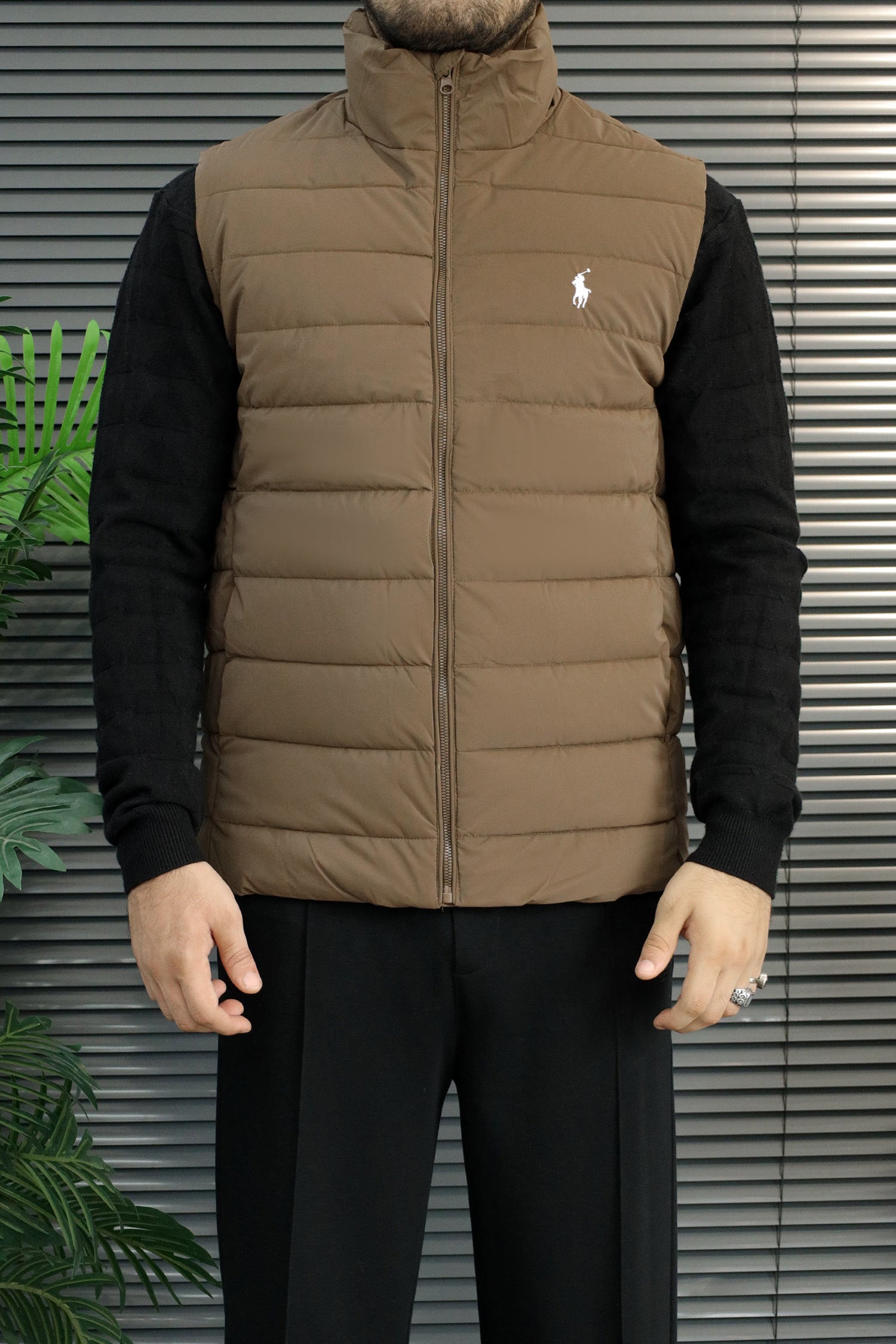 Polo Packable Down Imported Puffer Men's Gilet In Coffee
