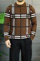 Turbo Preppy Plaid Imported Round Neck Men's Sweater