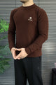 Lro Piana Designer Textured Imported Round Neck Men's Sweater In Coffee