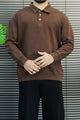 Turbo Minimal Urban Knit-Style Imported Collared Men's Sweatshirt In Coffee