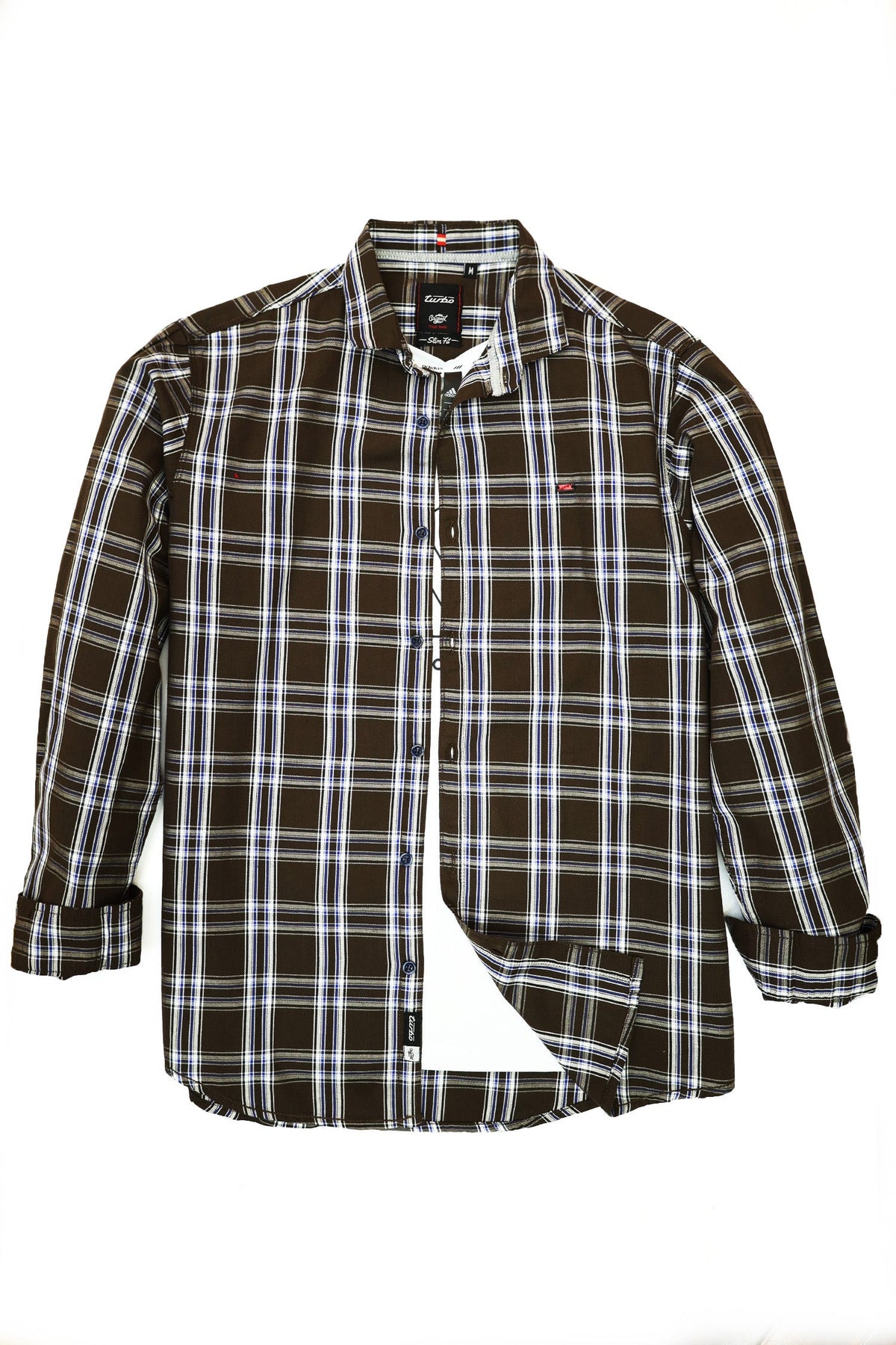 Double Lining Check Full Sleeve Casual Shirt In Coffee