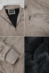 BuckleUp Vintage Zipper Men's Suede Jacket In Coffee
