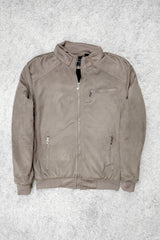 BuckleUp Vintage Zipper Men's Suede Jacket In Coffee