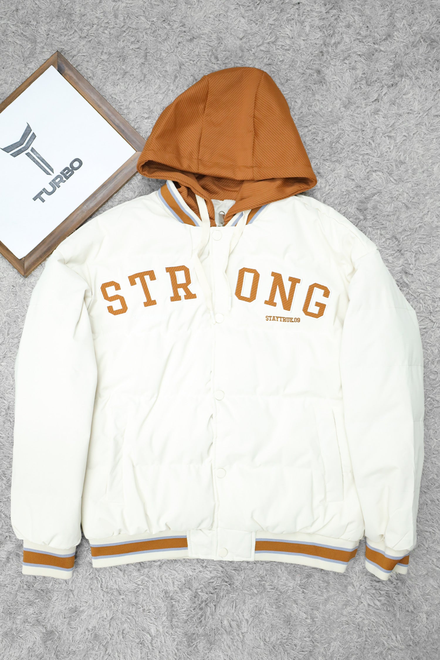 Stay True Dual Button Hooded Imported Puffer Jacket