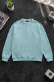 Turbo Ban Style Button Placket Imported Men's Sweatshirt In Cyan