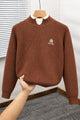 Lro Piana Italian Style Imported Heavy Wool Men's Sweater In Dark Brown