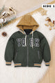 Double-Sided Hooded Insulated Imported Kid's Puffer Jacket In Dark Green
