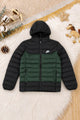 Nke Color-Blocked Detachable Hood Imported Kid's Puffer Jacket In Dark Green