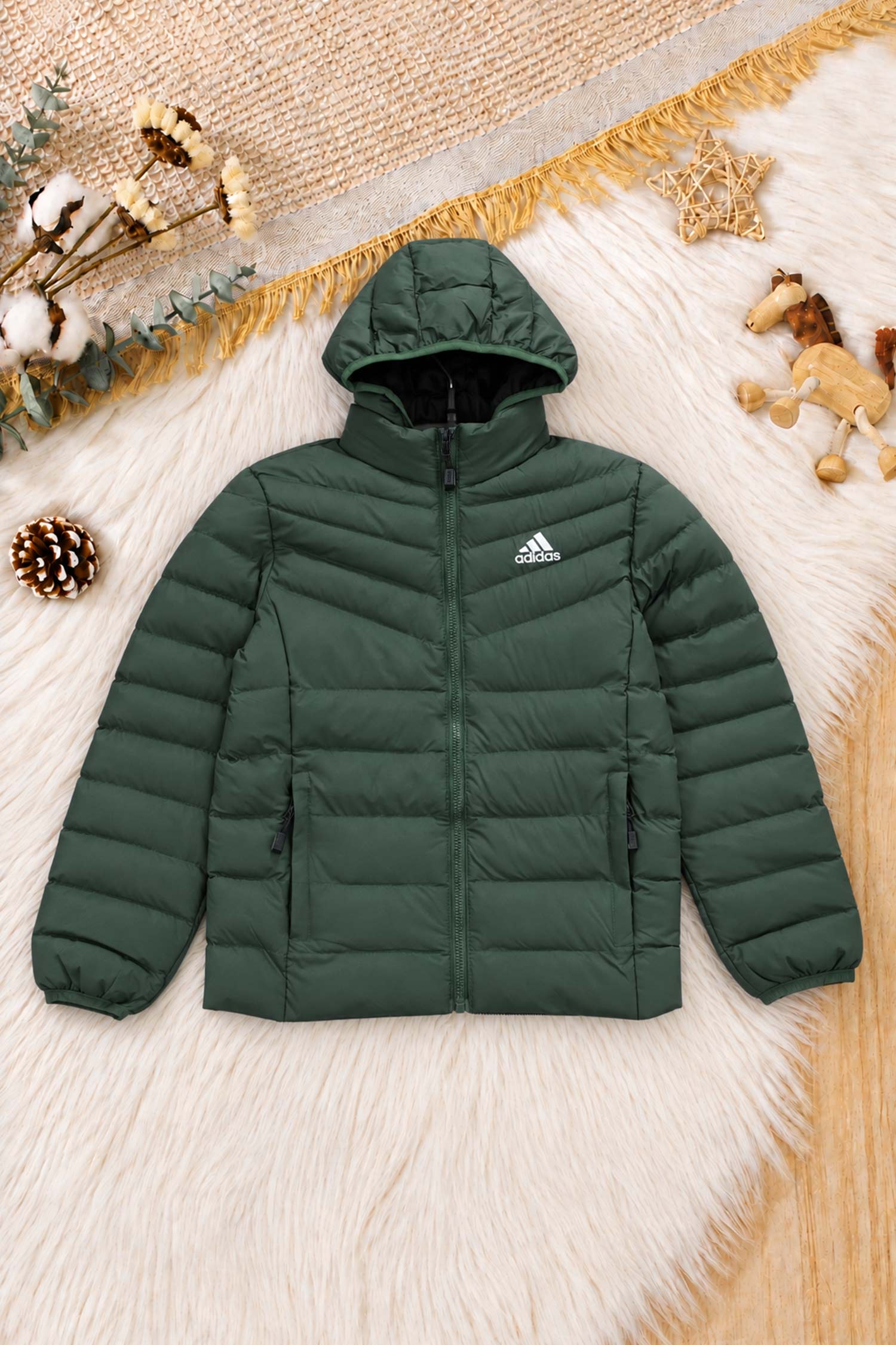 Adds Therma-Fit Detachable Hood Imported Kid's Puffer Jacket In Dark Green