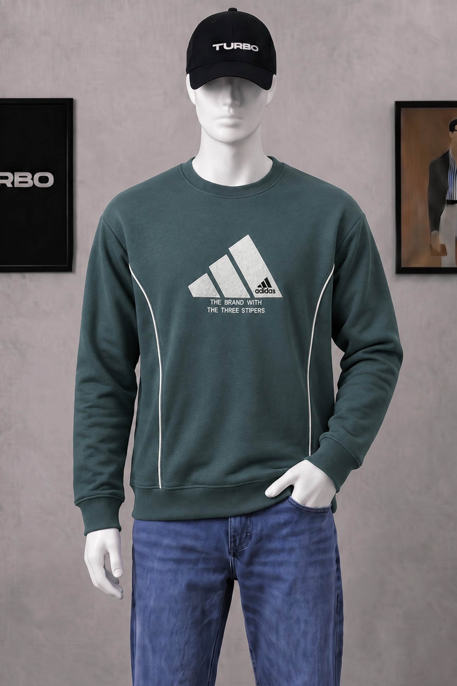 Adds Signature Round Neck Men's Sweatshirt In Dark Grey