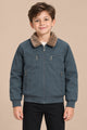 Fur Collar Imported Kid's Puffer Jacket In Dark Grey