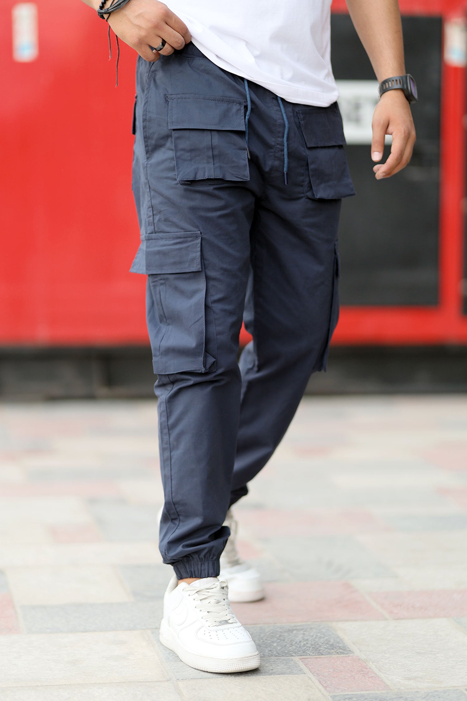 Turbo Front Pocket Style Imp Cotton Cargo Trouser In Dark Blue