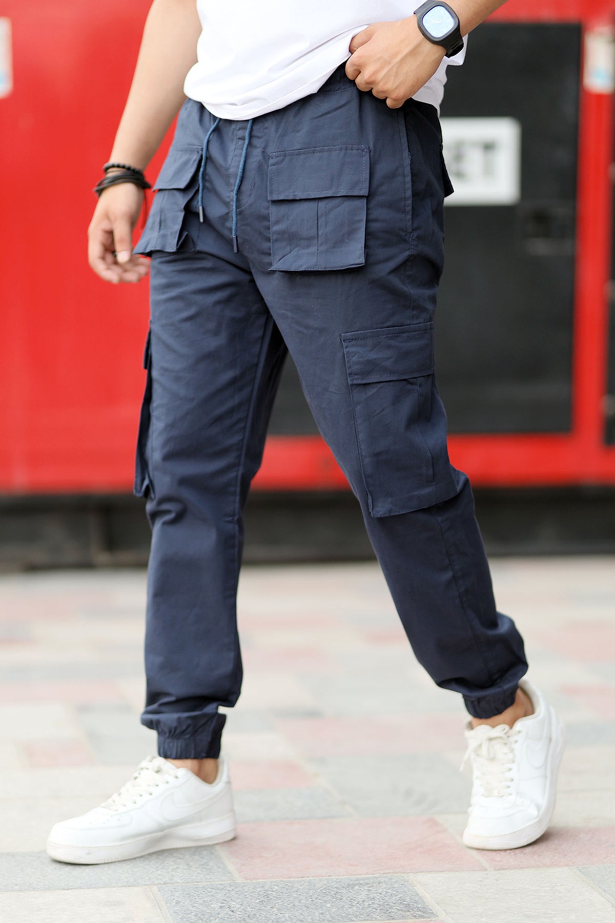Turbo Front Pocket Style Imp Cotton Cargo Trouser In Dark Blue