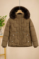 Women Scallop-Patterned Detachable Arm & Hood Imported Puffer Jacket In Dark Camel