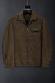 All Over Alphabetic Self Patterned Imported Men's Suede Wool Jacket In Dark Camel