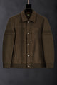 Casual Wadded Patch Imported Men's Suede Wool Jacket In Dark Camel