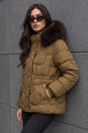 Women Scallop-Patterned Detachable Arm & Hood Imported Puffer Jacket